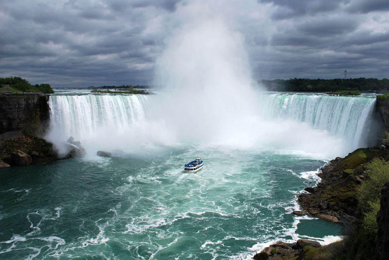 viewpoint, aquatic sport, nautical vessel, beauty in nature, cloud - sky, nature, scenic, flowing water, america, captivate, sea, waterfall, fall, boat