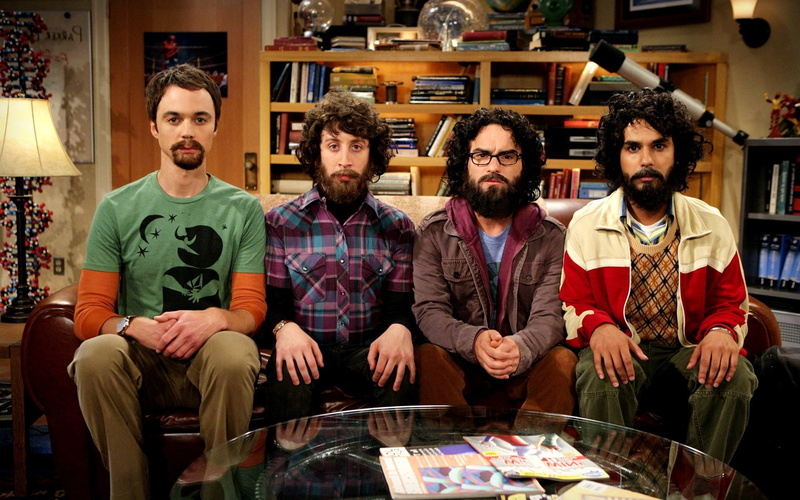young men, males, young adult, friendship, group of people, mid adult, men, sheldon cooper the big bang theory tv scientists beards sitting men, indoors