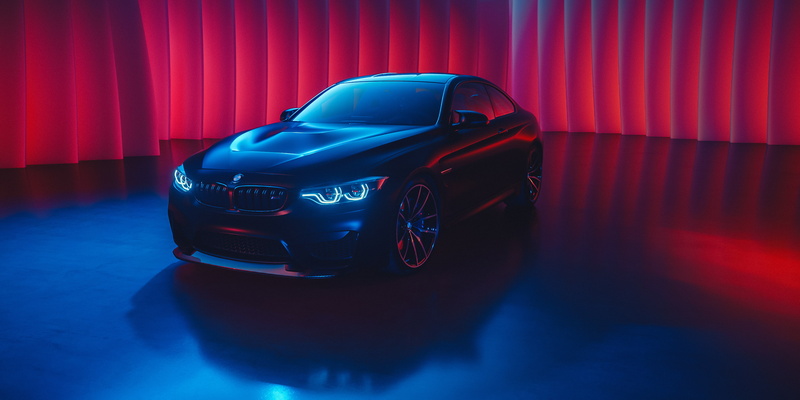 bmw, motor vehicle, indoors, art, luxury, mode of transportation, color, motion, smooth, modern, m, land vehicle, red, transportation, shadow, no people