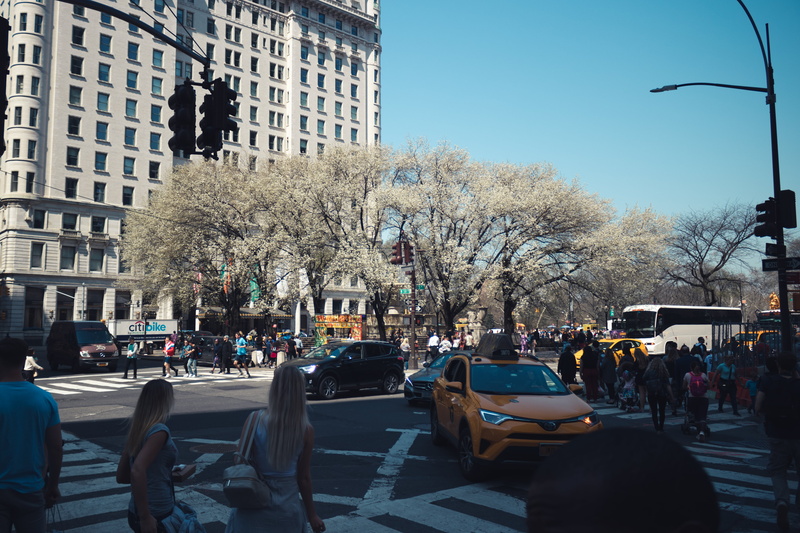 building exterior, orange, nature, group of people, city, road, built structure, city life, suv, people, New York Taxi, office building exterior, New York City