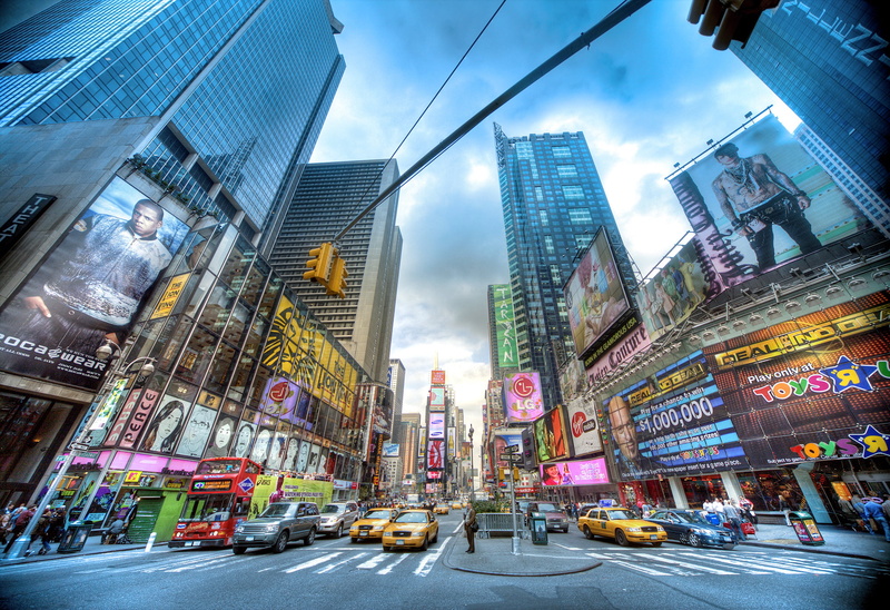 car, avenue, city, manhattan - New York City, night, street, traffic, nightlife, illuminated, New York, skyscrapers, crowd, building Exterior, midtown Manhattan