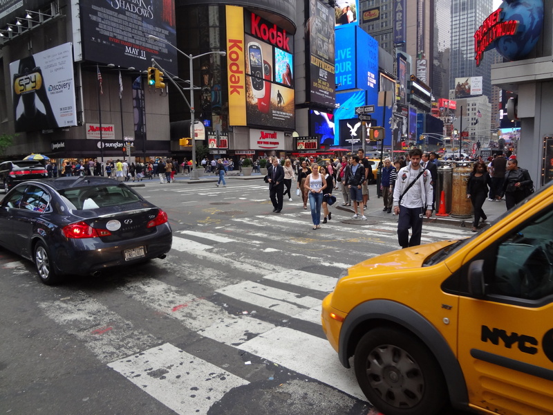 new york, transportation, zebra crossing, times square, building exterior, street, crossing, motor vehicle, 4K, group of people, manhattan, crosswalk