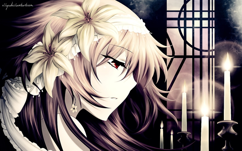 pandora, candles, alice, nature, anime, girls, hearts, art, 1080P, hair, flowers, hd, flower, Pandora Hearts
