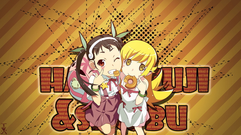 toy, anime, pattern, multi colored, decoration, representation, Oshino Shinobu, still life, yellow, craft, creativity, Monogatari Series, no people, human representation