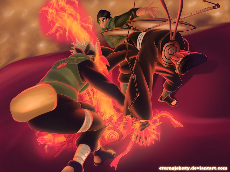 Naruto Uzumaki, Kakashi Hatake, Rock Lee, 1080P, Obito Uchiha, Anime, Naruto