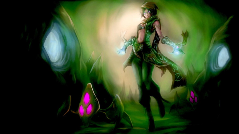 woman, 1080P, game, coat, drawing, legends, malzahar, riot, league, hooded, beauty, video, rule, paintings, games