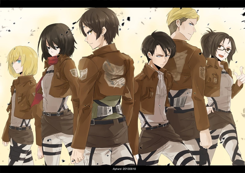 Armin Arlert, Hange Zoë, Erwin Smith, Levi Ackerman, Mikasa Ackerman, Eren Yeager, Shingeki No Kyojin, Anime, Attack On Titan, 1080P