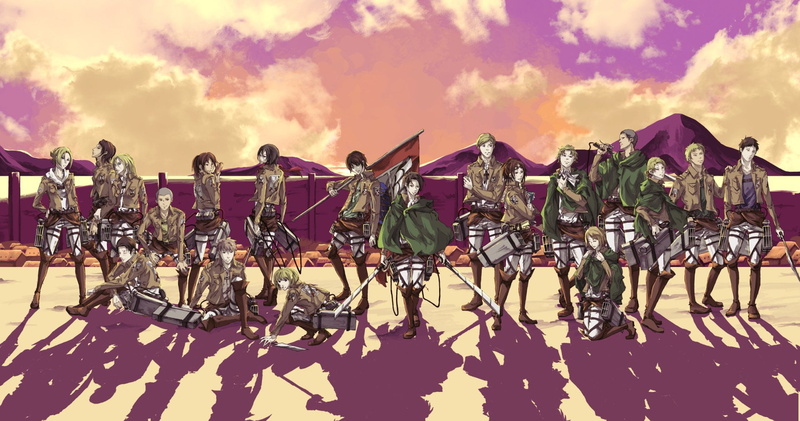 side by side, sunset, safety, Ymir (Attack on Titan), Anime, Reiner Braun, sunlight, Sasha Blouse, arts culture and entertainment, Annie Leonhart, Petra Ral