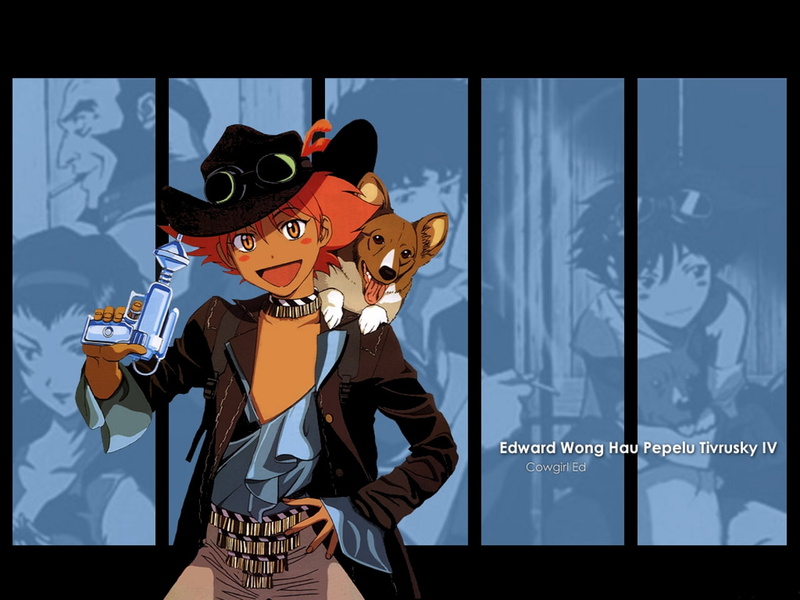 glasses, 720P, cowboy, cowboy bebop, hd, bebop, ein, anime, dogs, edward, art