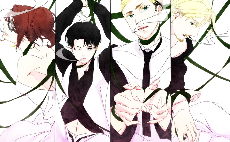 kyojin, rivaille, zakarius, smith, hanji, smoking, zoe, 720P, mike, irvin, shingeki, ribbons, cigarette