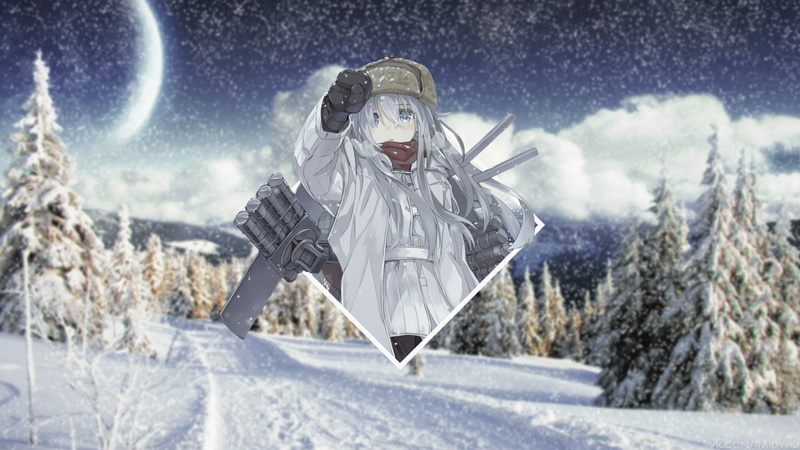 snow, picture-in-picture, 1080P, anime girls, Hibiki(Kancolle), Kantai Collection, anime