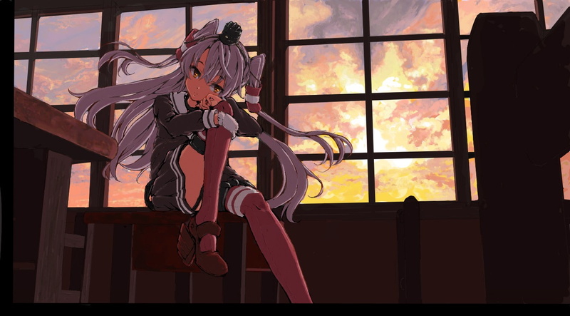 Amatsukaze (Kancolle), indoors, architecture, occupation, glass - material, leisure activity, window, built structure, day, male likeness, representation