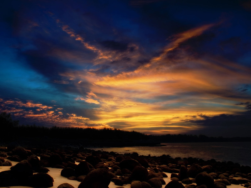 henry, landscape, blue, orange, skies, hd, sunset, nature, time, 720P