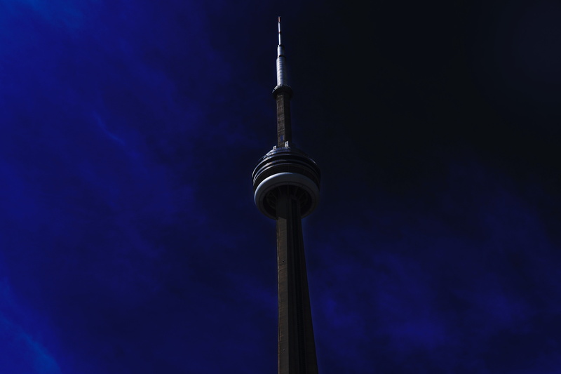 sphere, building exterior, city, night, travel destinations, tourism, tower, dark, global communications, landmark, spire, cn, no people, tall - high, communications Tower