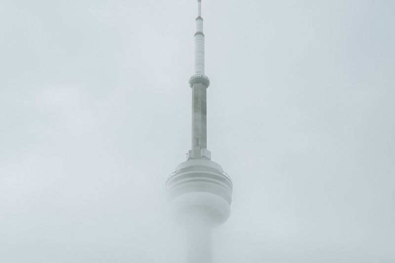urban Scene, city, television Tower - Berlin, fog, communications Tower, space, urban, low angle view, tower, spire, day, directly below, global communications