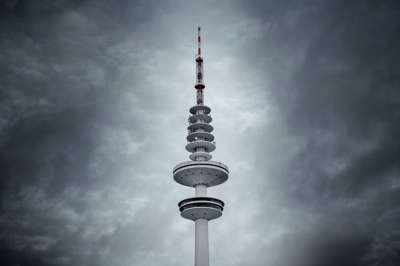 tall - high, outdoors, 040, communication, travel, steeple, storm, antenna, built structure, tower, sky, skyscraper, Television tower, mood, spire, germany