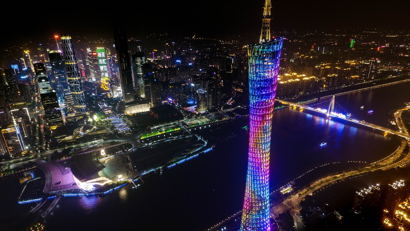 night, tall - high, luxury, city life, city, light, tv tower, building exterior, skyscraper, landscape, china, building, 4K, outdoors, cityscape, architecture