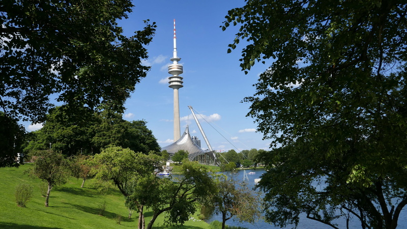 nature, architecture, sky, stadiums, outdoors, tree, destination, events, built structure, plant, technology, 4K, lake, spire, munich, olympic park, sports center