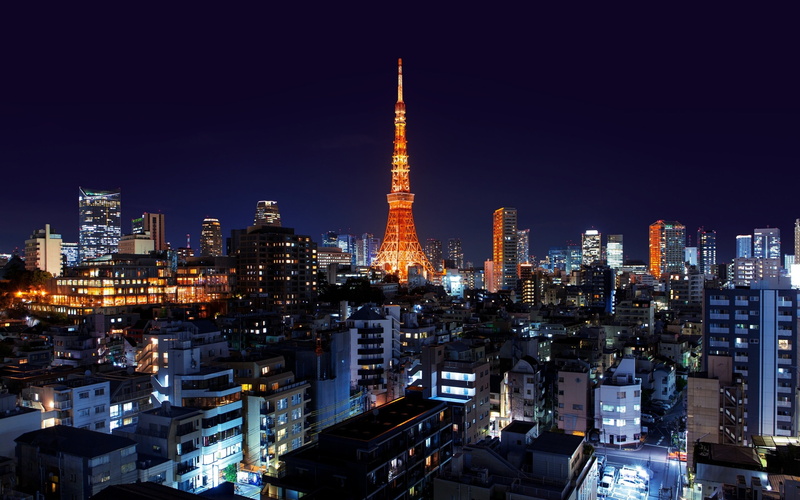 japan, cities, city, night, building exterior, built structure, skyscraper, crowded, minato, landscape, tall - high, wallpa, nature, roppongi, spire, 2K
