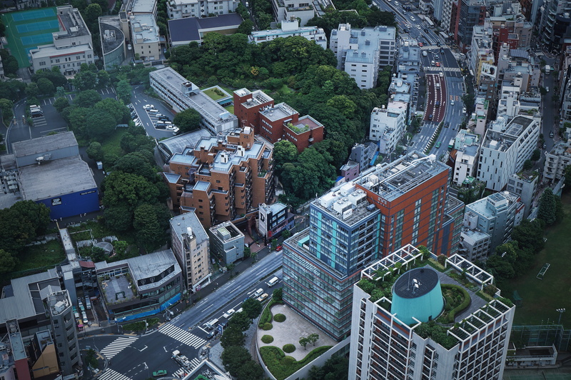 outdoors, urban, building exterior, plant, cityscape, architecture, crowd, nature, high angle view, built structure, day, japan, minato-ku, tokyo city view and sky deck