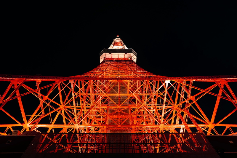 history, tall - high, tourism, built structure, red, building exterior, tokyo, travel, night, no people, illuminated, minato-ku, city, sky, the past, travel destinations