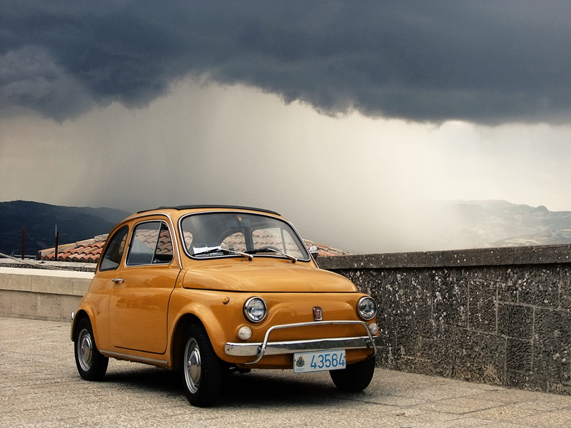 mode of transportation, vintage, street, yellow, sky, architecture, yellow taxi, san marino città, piazza della libertà, taxi, italy, day, retro styled