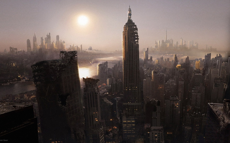 megacity, 1080P, ruins, city