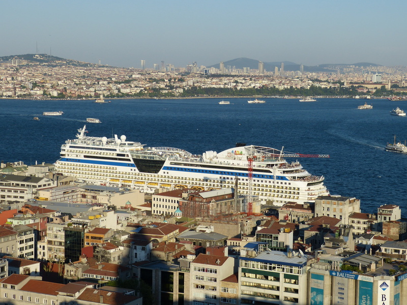 ship, bridge, bosphorus, cruise ship, built structure, office building exterior, residential district, nautical vessel, istanbul, asia, travel, megacity
