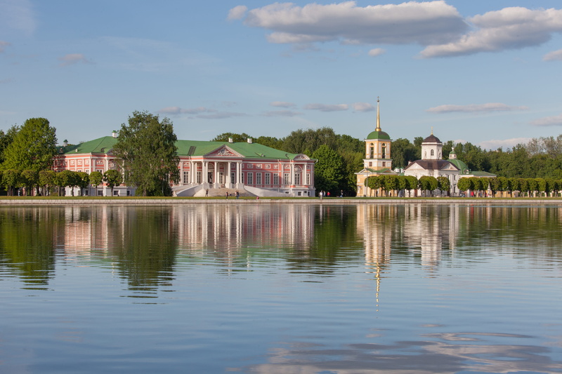 cloud - sky, the past, homestead, nature, travel destinations, showplace, 5K, no people, moscow, history, megalopolis, pond, church, lake, kuskovo, building