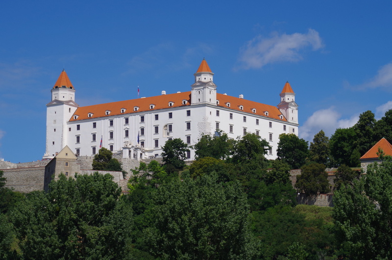 spirituality, city, danube, luxury, plant, castle, the past, built structure, slovakia, blue, travel, tourism, sky, medieval castle, outdoors, ship, day