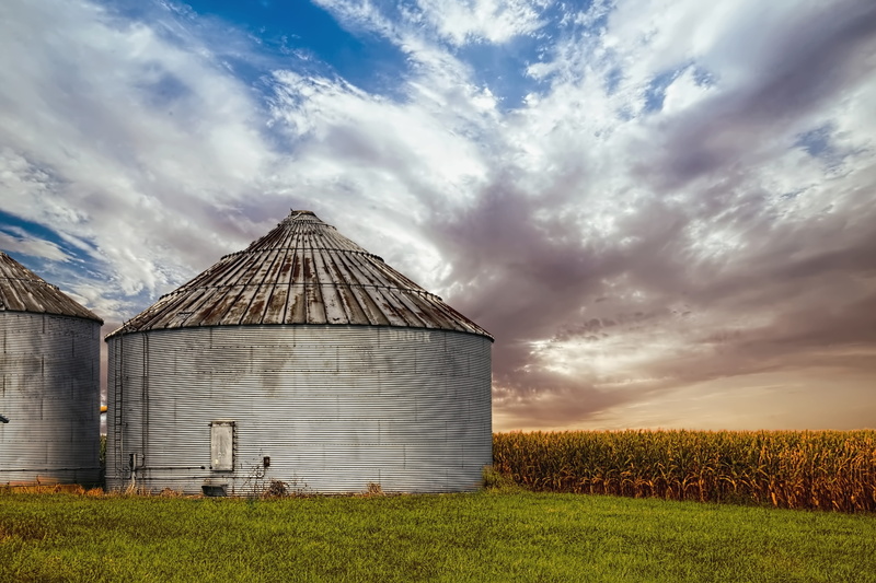 country, agricultural building, built structure, corn crib, champaign county, urbana, scenery, rural scene, sunrise, photo, skies, rural, buildings, structures