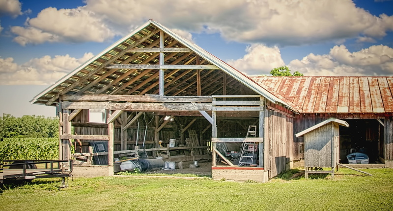 digital art, barns, shed, old, farmhouse, travel destinations, sheds, tree, scenic, cloudy, structures, farms, architecture, house, rural, urbana, countryside