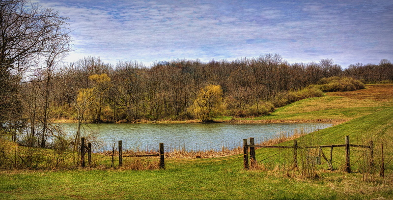 no people, photography, non-urban scene, tranquility, countryside, water, nature, barrier, 5K, bill sturgell, outdoors, reflection, farm land, tranquil scene