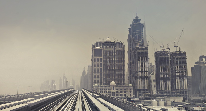transit, skyscrapers, skyscraper, Track, Line, tube, engulfed, connection, urban, 2K, financial district, uae, Station, rail transportation, nature, travel destinations