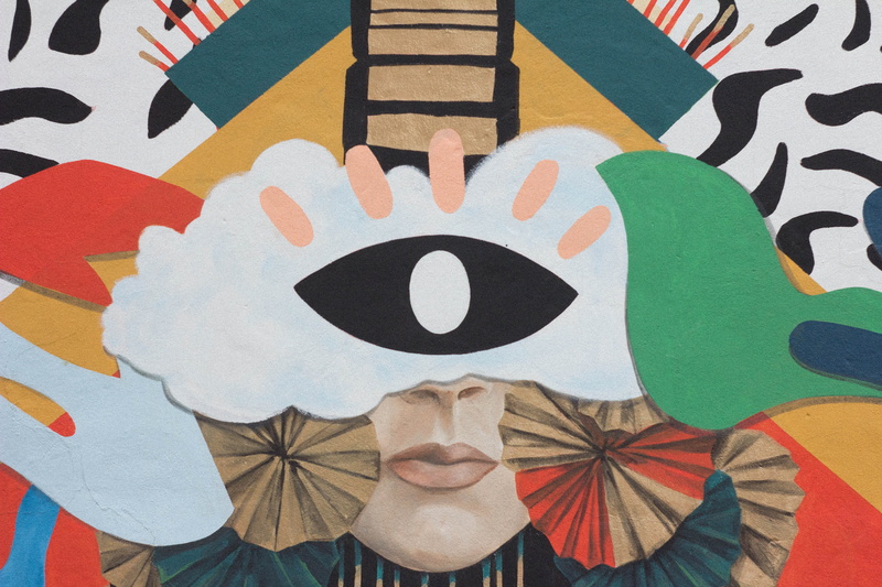 5K, paint, wall, shape, full frame, pintada, communication, art and craft, face, image, geometric shape, cyclops, pintura urbana, picture, multicolored