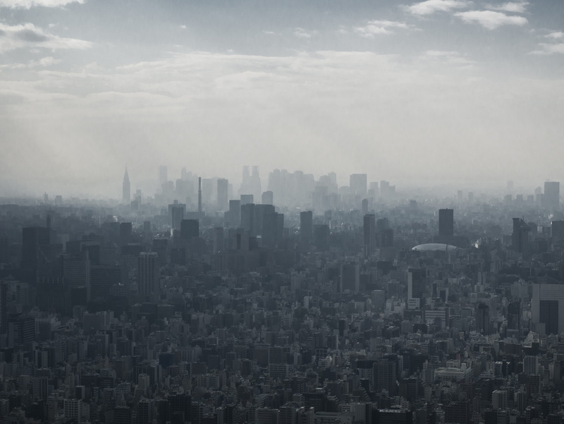 cityscape, air pollution, tower, city, modern, aerial, photography, outdoors, tokyo skytree, urban skyline, grey, sky, crowded, downtown, japan, office building exterior