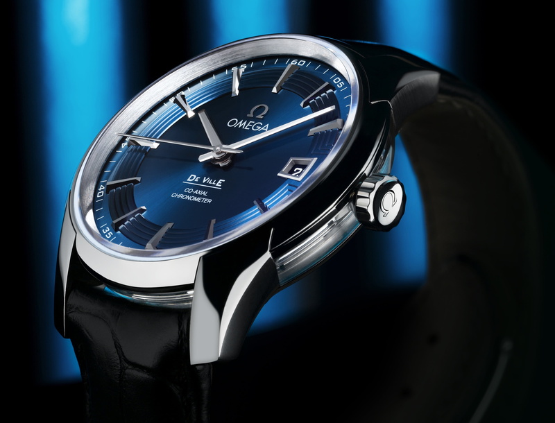 wristwatch, de ville hour vision, blue, close-up, round, car interior, strap, speedometer, minute hand, transportation, clock face, clock, time, silver colored