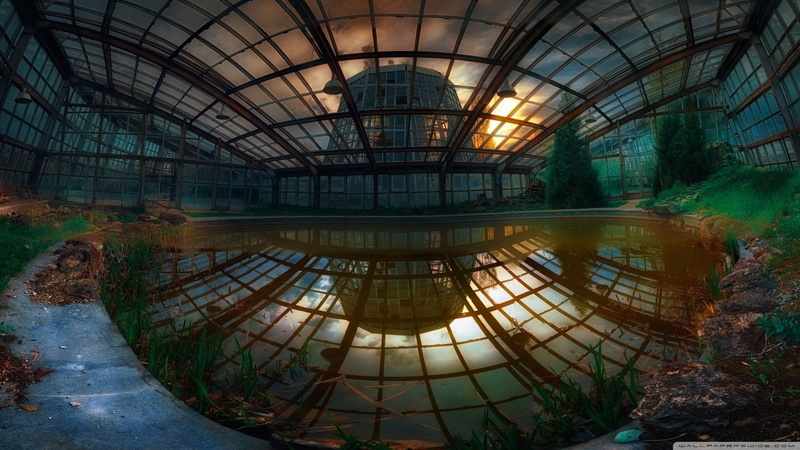 glass - material, city, building, built structure, indoors, Man Made, architecture, flooring, nature, Yerevan Botanical Garden, pattern, ceiling, symmetry