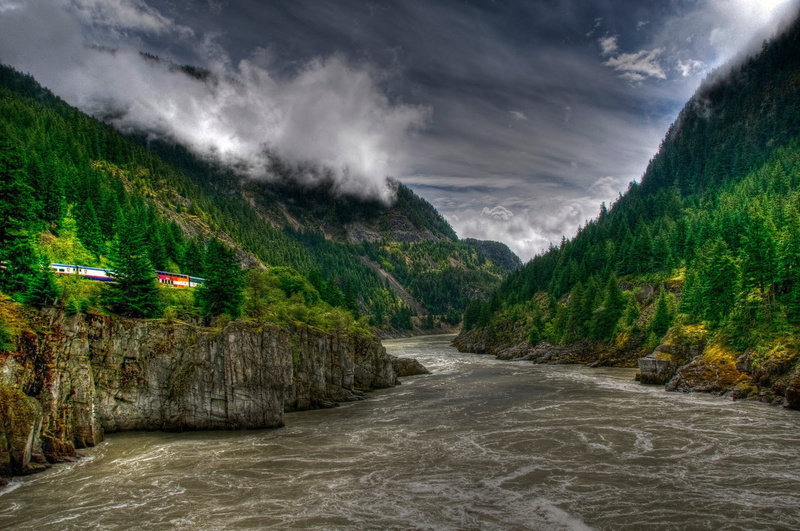 beauty in nature, overcast, outdoors, green color, 1080P, storm, high dynamic range imaging, landscape, cloud - sky, no people, land, tree, sky, lake