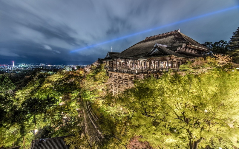 1080P, lights, japan, kiyomizu, dera, night, temple, kiyomizu dera