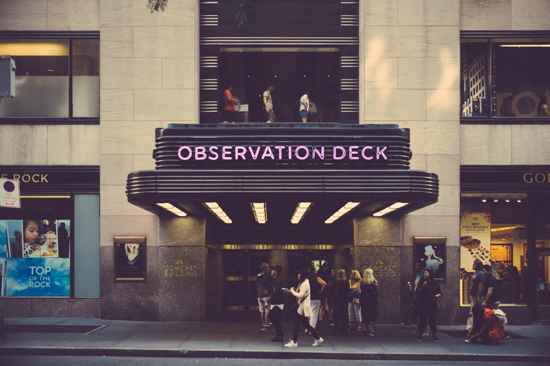 deck, york, western script, united states, rockefeller center, travel, sign, group of people, railroad station, nyc, observation, 4K, plaza, walking, women
