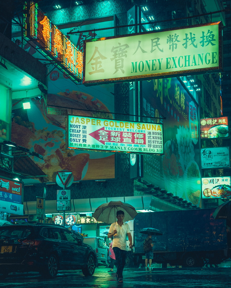 neon, polo, thailand, umbrella, tone, travel, city Life, typhoon, vaporwave, billboard, street Light, tourist, men, person, sign, shirt, people, s, 4K