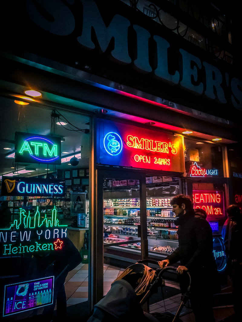 communication, neon, men, neonlights, people, sign, real people, western script, travel, green, built structure, new york, united states, architecture