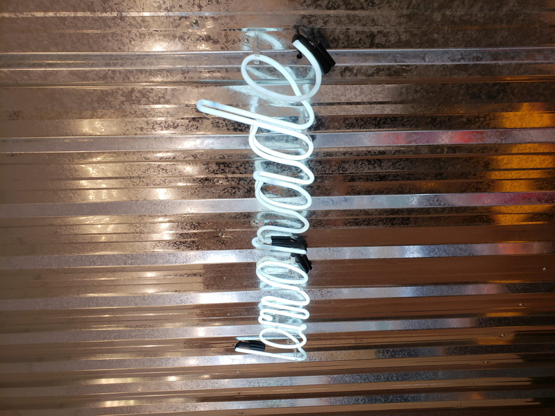 neonlights, chandelier, pattern, lemonade school, light fixture, letters, gate, lamp, day, itaim bibi, indoors, full frame, nature, single object, order