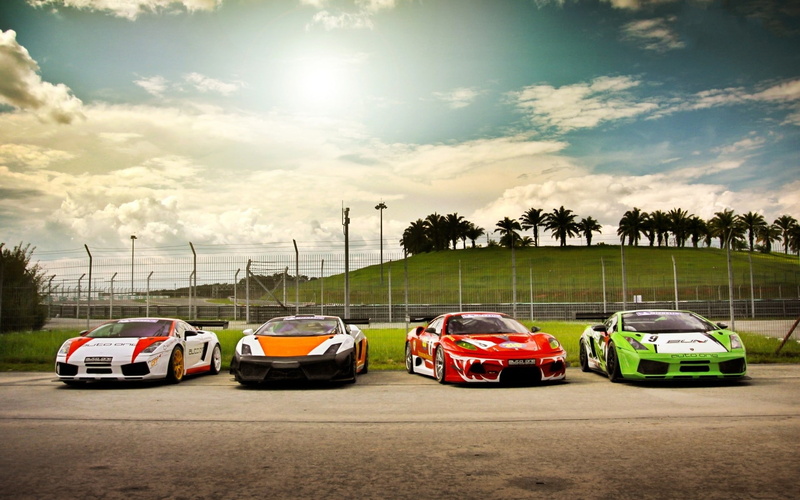 1080P, sunlight, gallardo, 430, four, scuderia, cars, racing, ferrari, hd, lamborghini