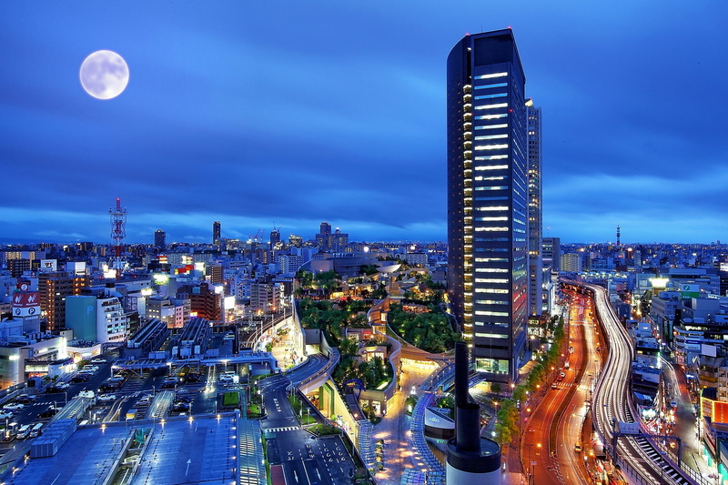 lights, urban Scene, aerial View, skyscraper, china, streets, built Structure, china - East Asia, sunset, city, office Building, evening, twilight, japan