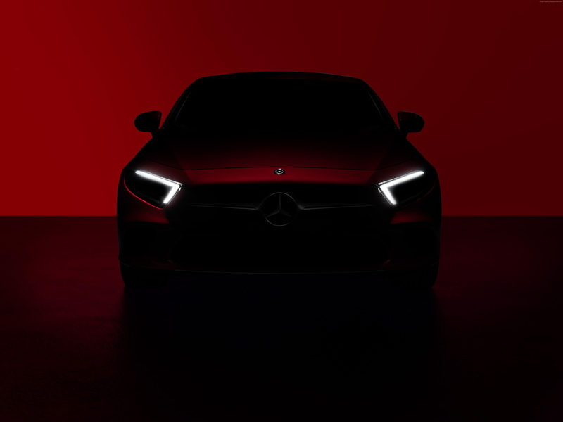 motor vehicle, black color, no people, cut out, studio shot, car, indoors, copy space, red, red background, reflection, Mercedes-Benz CLS, front view, wealth