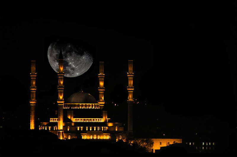kocatepe, moon, moonlight, ankara, 2K, photokolik, full moon, night, mosque