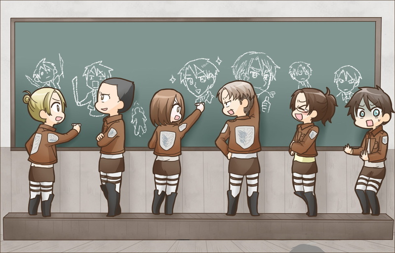 Anime, Eren Yeager, people, Erd Gin, female likeness, angel, human representation, females, girls, women, male likeness, creativity, Hange Zoë, smiling