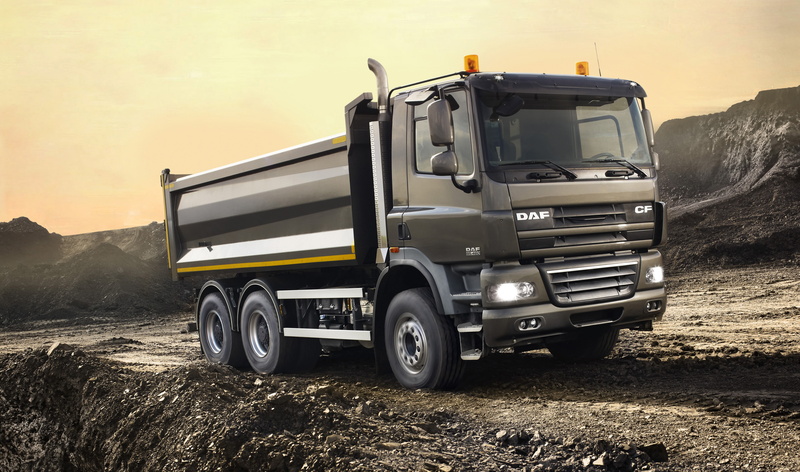 4K, dump truck, dirt, platform, breed, DAF, body, primer, dark gray, 6x4, DAF CF85.460 FAT